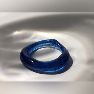 Deep Blue Glass Ring - Artisan Handmade Jewelry- Size 6.5